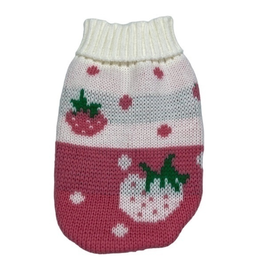 Dog Turtleneck Sweater‎ Strawberry Polka Dot Pink and Cream Size XS